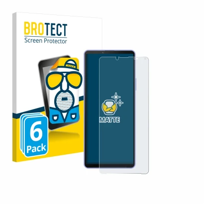 Front side of a product packaging with the brand logo BROTECT. Next to it is the device Sony Xperia 10 IV shown with the corre