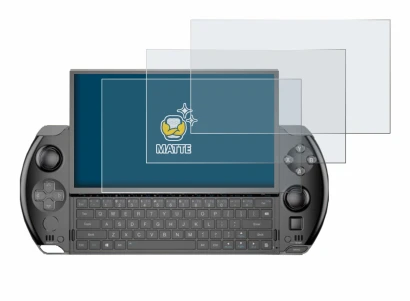 Image of the device GPD Win 4 with a wide variety of screen protectors.