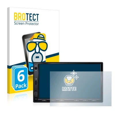 Front side of a product packaging with the brand logo BROTECT. Next to it is the device Atoto S8 Standard 7 zoll shown with th