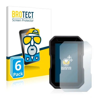 Front side of a product packaging with the brand logo BROTECT. Next to it is the device Ducati DesertX 2022 shown with the cor