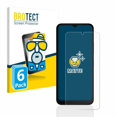 Front side of a product packaging with the brand logo BROTECT. Next to it is the device Nokia C32 shown with the corresponding