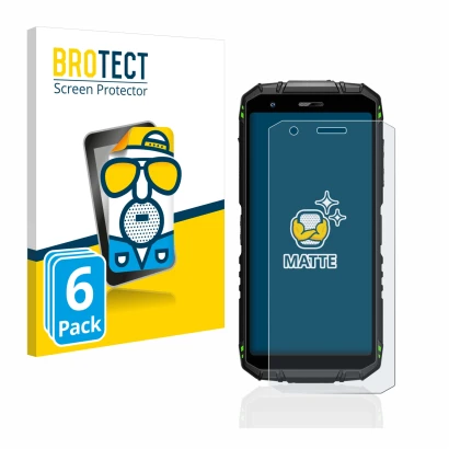 Front side of a product packaging with the brand logo BROTECT. Next to it is the device Doogee S41 Pro shown with the correspo