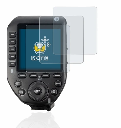 Image of the device Godox XPro II with a wide variety of screen protectors.