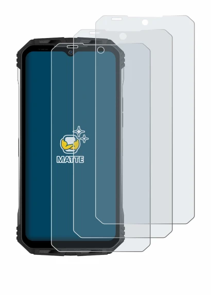 Image of the device Doogee S100 with a wide variety of screen protectors.