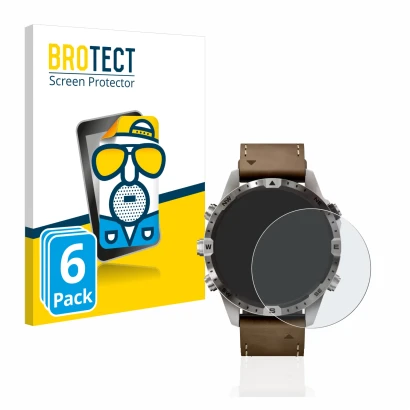 Front side of a product packaging with the brand logo BROTECT. Next to it is the device Garmin Marq Adventurer (Gen 2) shown w