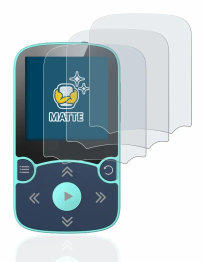 Image of the device AGPtek A65X MP3 Player with clip with a wide variety of screen protectors.