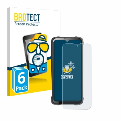 Front side of a product packaging with the brand logo BROTECT. Next to it is the device Cubot King Kong 9 shown with the corre