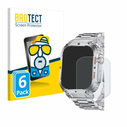 Front side of a product packaging with the brand logo BROTECT. Next to it is the device LIGE K-57 1.96" shown with the corresp