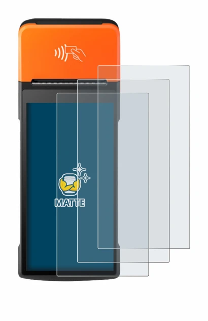 Image of the device Sunmi V2 Pro with a wide variety of screen protectors.