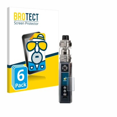 Front side of a product packaging with the brand logo BROTECT. Next to it is the device Voopoo Drag M100S shown with the corre