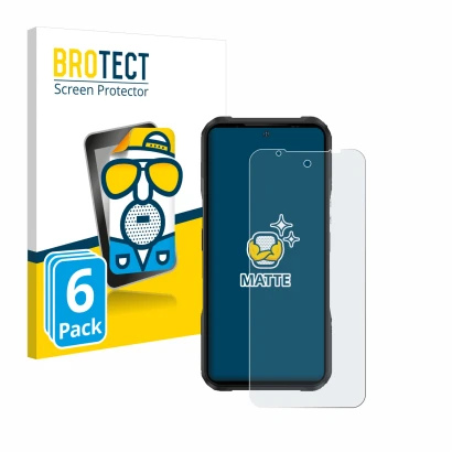 Front side of a product packaging with the brand logo BROTECT. Next to it is the device Doogee V20 Pro shown with the correspo