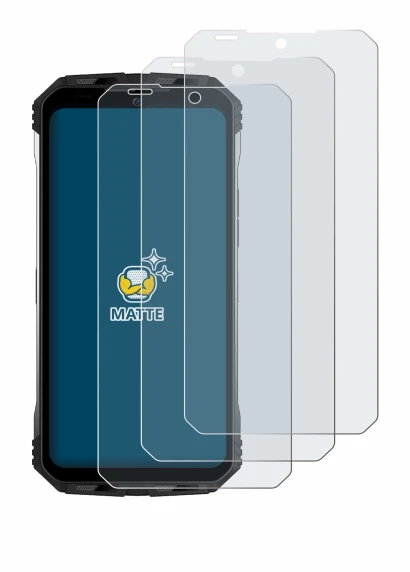 Image of the device Doogee S100 Pro with a wide variety of screen protectors.