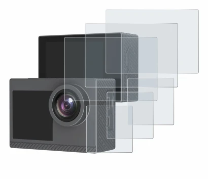 Image of the device Akaso Brave 4 Pro with a wide variety of screen protectors.