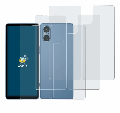 Image of the device Sony Xperia 5 V (Front+Back) with a wide variety of screen protectors.