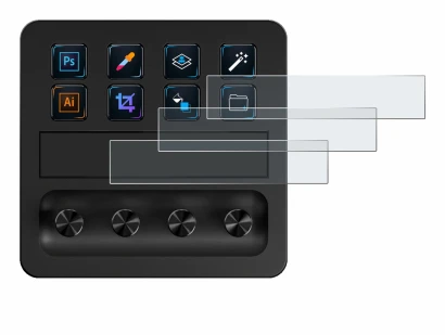 Image of the device Elgato Stream Deck + with a wide variety of screen protectors.