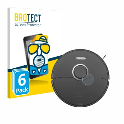 Front side of a product packaging with the brand logo BROTECT. Next to it is the device Roborock S8 Lidar Sensor (white model 