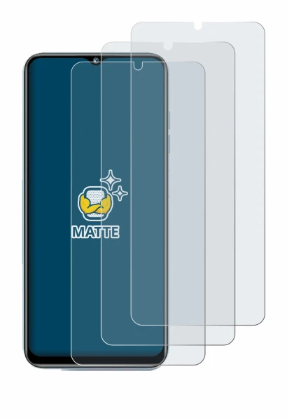 Image of the device Oukitel C35 with a wide variety of screen protectors.