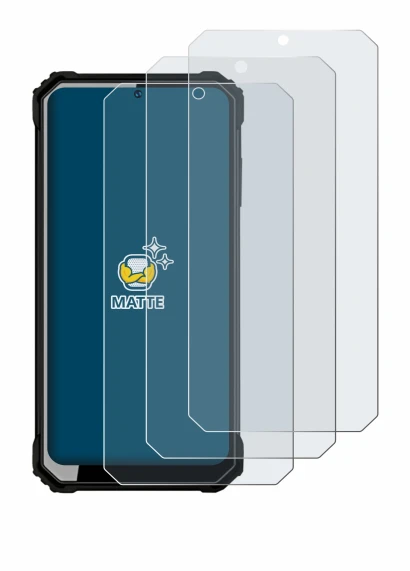 Image of the device Oukitel WP23 with a wide variety of screen protectors.