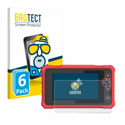 Front side of a product packaging with the brand logo BROTECT. Next to it is the device Launch CRP 359 shown with the correspo