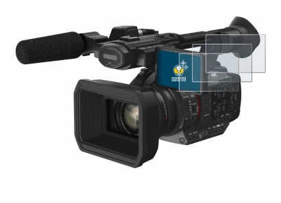 Image of the device Panasonic HC-X2 with a wide variety of screen protectors.