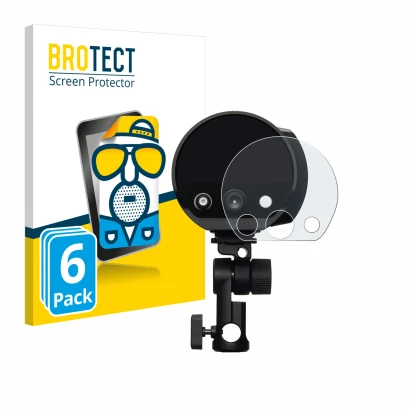 Front side of a product packaging with the brand logo BROTECT. Next to it is the device Profoto B10X shown with the correspond