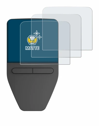 Image of the device Trezor Safe 3 with a wide variety of screen protectors.