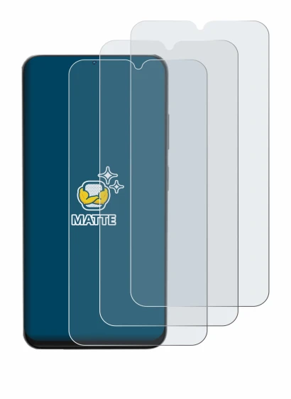 Image of the device Doogee N55 Pro with a wide variety of screen protectors.