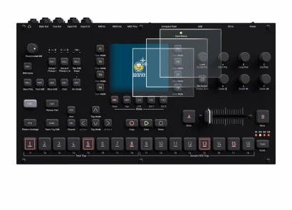 Image of the device Elektron Octatrack MKII with a wide variety of screen protectors.