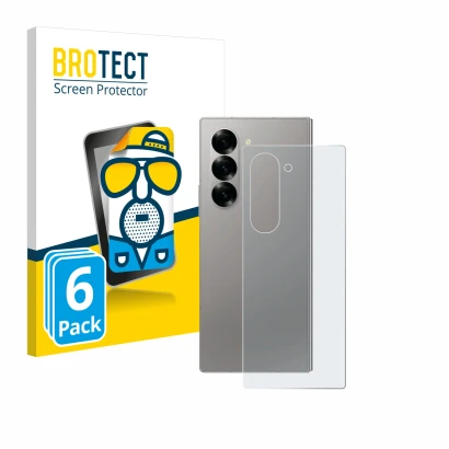 Front side of a product packaging with the brand logo BROTECT. Next to it is the device Samsung Galaxy Z Fold 6 5G (Back) show
