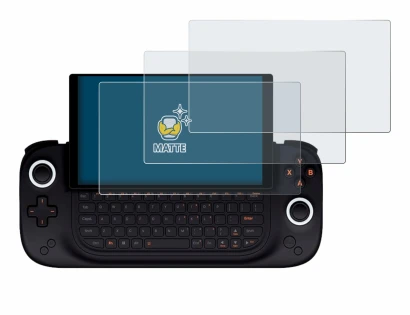 Image of the device Ayaneo Slide with a wide variety of screen protectors.