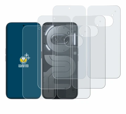 Image of the device Nothing Phone (2a) Plus (Front+Back) with a wide variety of screen protectors.
