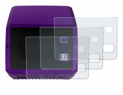 Image of the device SkyRc Q200 neo with a wide variety of screen protectors.