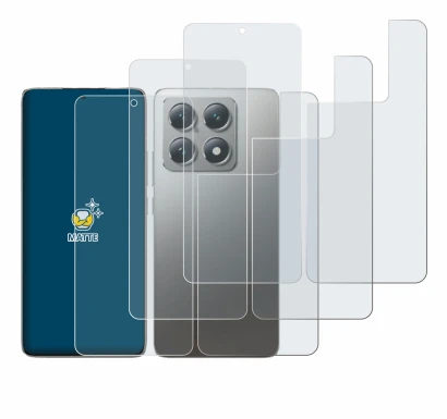 Image of the device Xiaomi 14T Pro (Front+Back) with a wide variety of screen protectors.