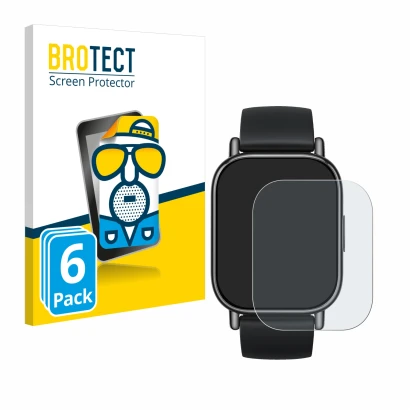 Front side of a product packaging with the brand logo BROTECT. Next to it is the device Xiaomi Redmi Watch 5 Lite shown with t