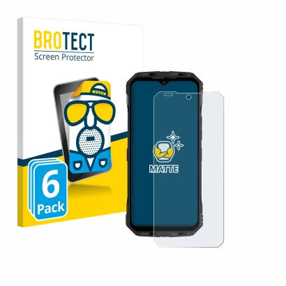 Front side of a product packaging with the brand logo BROTECT. Next to it is the device Doogee V Max Plus shown with the corre