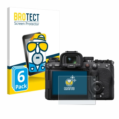 Front side of a product packaging with the brand logo BROTECT. Next to it is the device Sony Alpha 1 II (ILCE1M2B) shown with