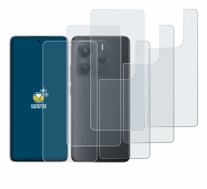 Image of the device Xiaomi Redmi Note 14 (Front+Back) with a wide variety of screen protectors.