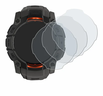 Image of the device Garmin Instinct 3 Solar (50 mm) with a wide variety of screen protectors.