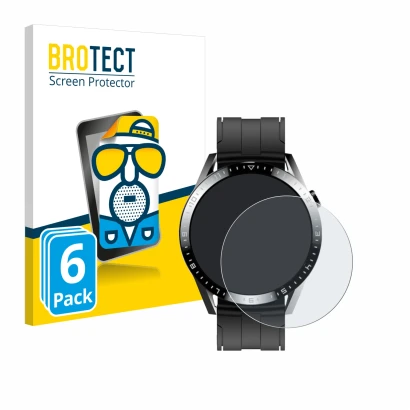 Front side of a product packaging with the brand logo BROTECT. Next to it is the device Tracer Smartwatch SM9 shown with the c