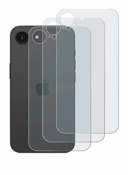 Image of the device Apple iPhone 16e (Back) with a wide variety of screen protectors.
