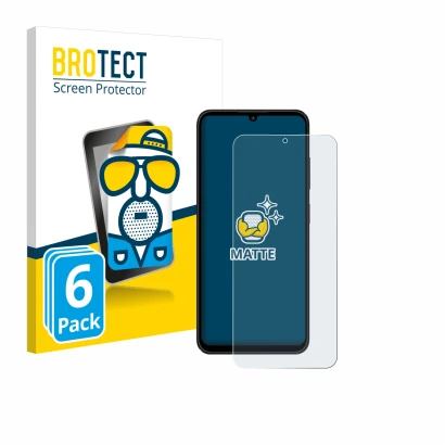 Front side of a product packaging with the brand logo BROTECT. Next to it is the device ZTE Blade A55 shown with the correspon