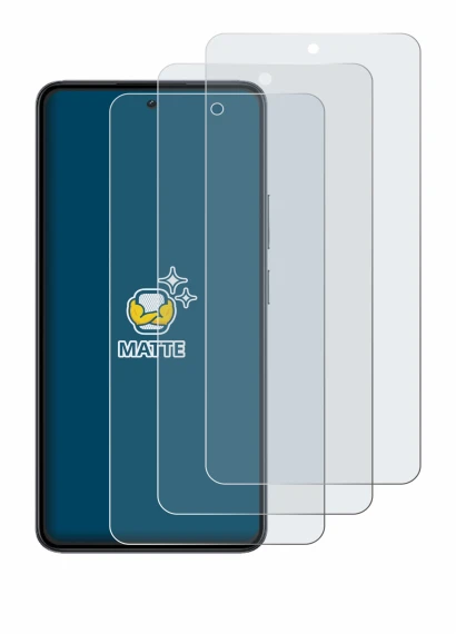Image of the device realme 14 with a wide variety of screen protectors.
