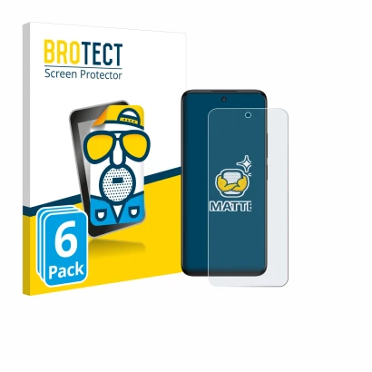 Front side of a product packaging with the brand logo BROTECT. Next to it is the device TCL 60 5G shown with the corresponding