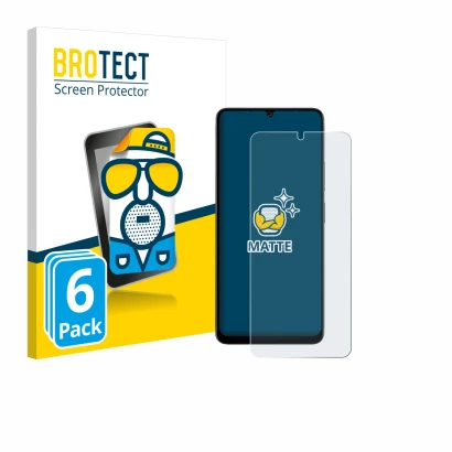 Front side of a product packaging with the brand logo BROTECT. Next to it is the device Doogee Note 59 Pro shown with the corr