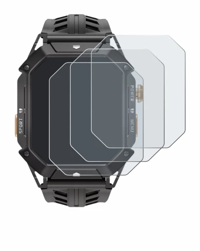 Image of the device Oukitel BT80 with a wide variety of screen protectors.
