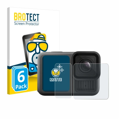 Front side of a product packaging with the brand logo BROTECT. Next to it is the device GoPro Hero 13 Black Ultra Wide Edition