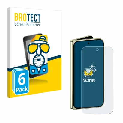 Front side of a product packaging with the brand logo BROTECT. Next to it is the device Google Pixel 10 Pro Fold shown with th
