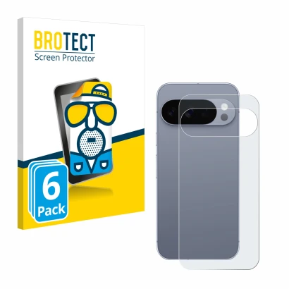 Front side of a product packaging with the brand logo BROTECT. Next to it is the device Google Pixel 10 Pro (Back) shown with 