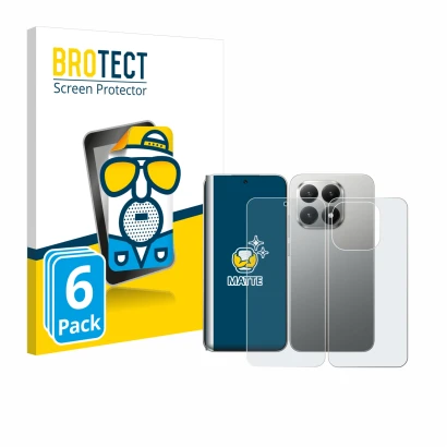 Front side of a product packaging with the brand logo BROTECT. Next to it is the device Xiaomi 15T (Front+Back) shown with the