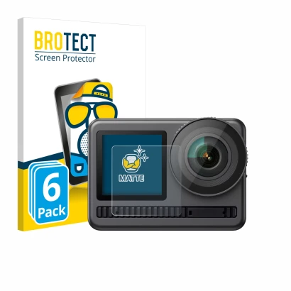 Front side of a product packaging with the brand logo BROTECT. Next to it is the device Akaso Brave 8 (Front display) shown wi